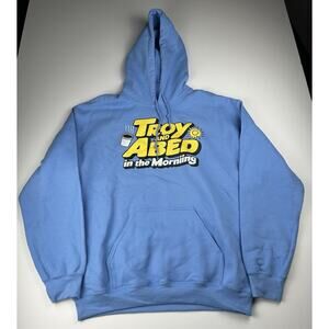 Troy and Abed In The Morning Hoodie M Community Comedy TV Parody Light Blue